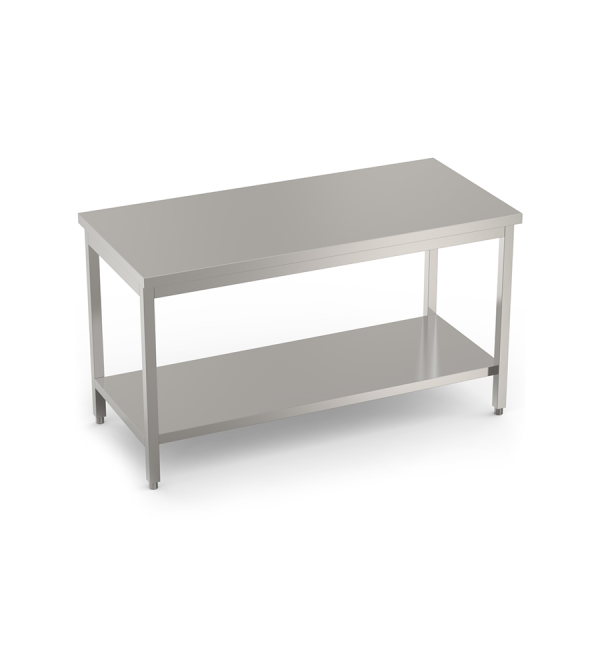 Pre-assembled prep tables with undershelf without rear upstand- 600