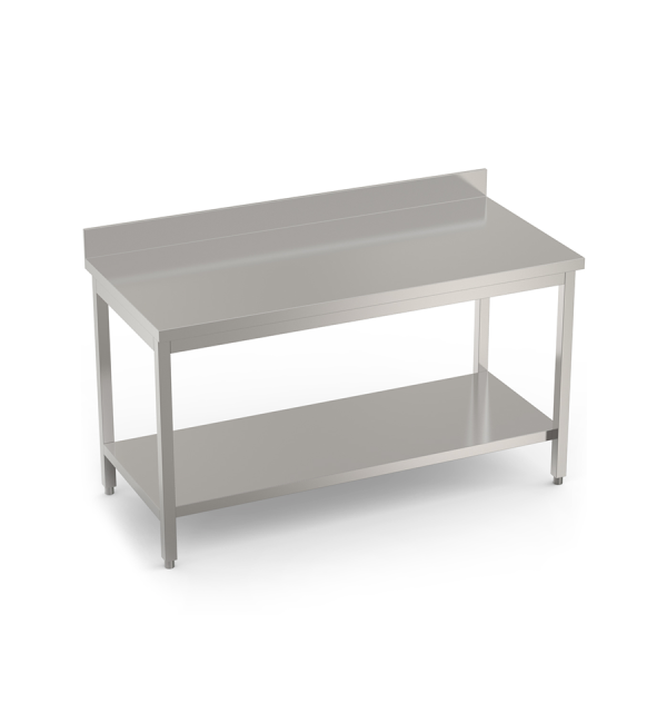 Flat-packed prep tables with undershelf and rear upstand - 700