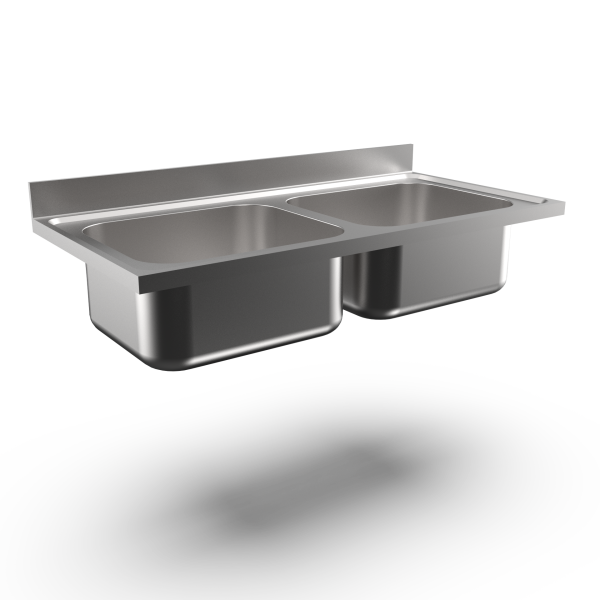 TWIN 600X500 BOWL WORKTOP