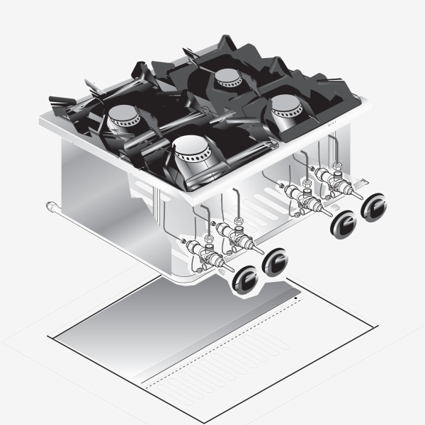 DROP-IN 4 GAS BURNER BOILING TOP